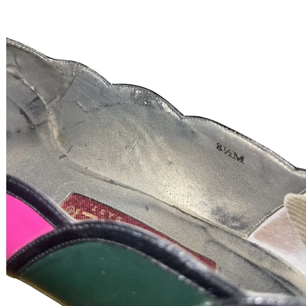 Vintage Van Eli Colorblock Patchwork Pumps 80s 90s Mid Heel Rainbow Retro SZ8.5 - Picture 6 of 6